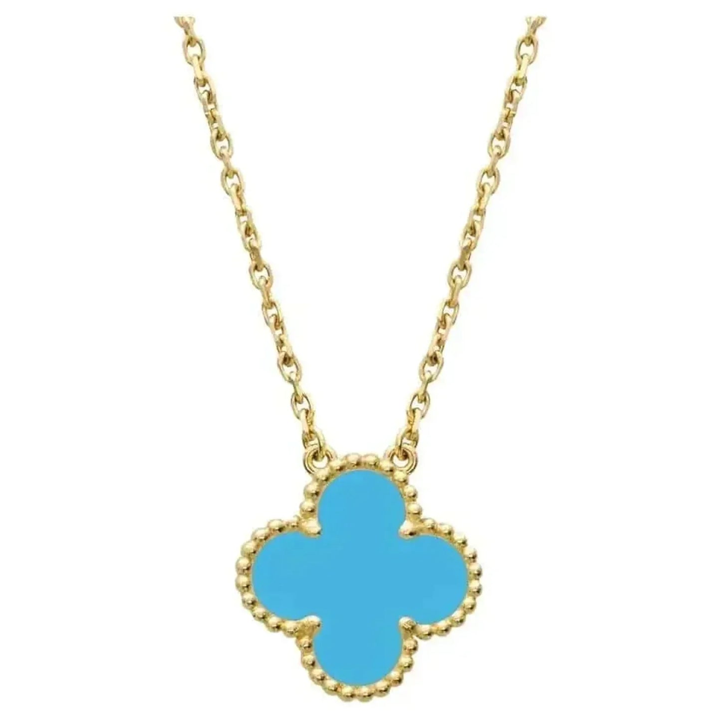 [Everoly JW]CLOVER 15MM VINTAGE TURQUOISE NECKLACE
