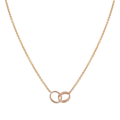 [Everoly JW]LOVE NECKLACE DOUBLE RING PINK GOLD