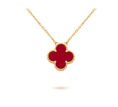 [Everoly JW]CLOVER 15MM CARNELIAN SINGLE FLOWER NECKLACE