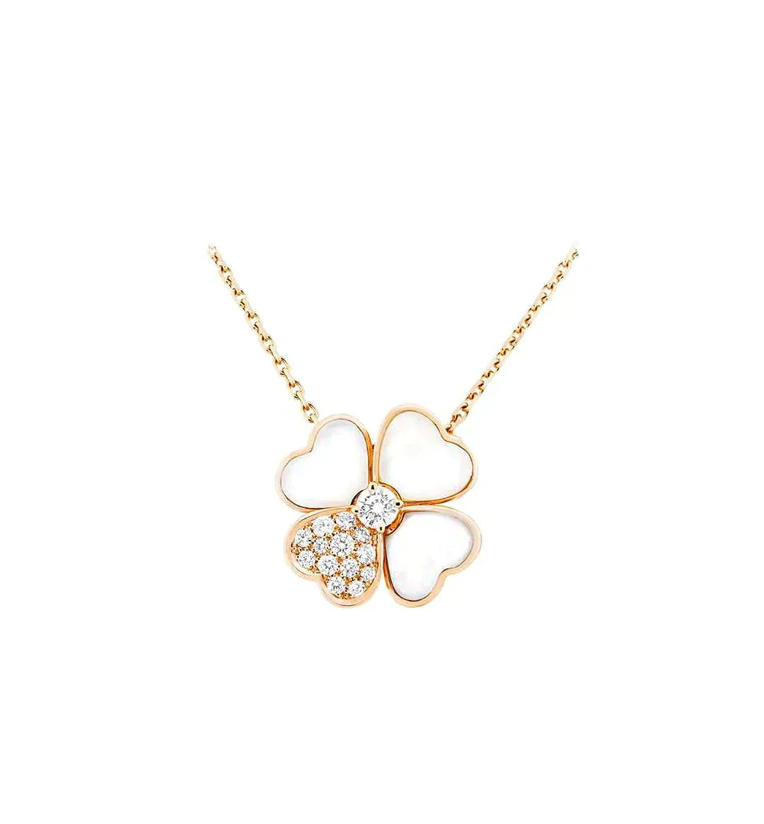 [Everoly JW]CLOVER MOP DIAMOND ROSE GOLD NECKLACE
