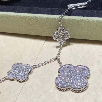 [Everoly JW]CLOVER 6 MOTIFS SILVER DIAMOND BRACELET