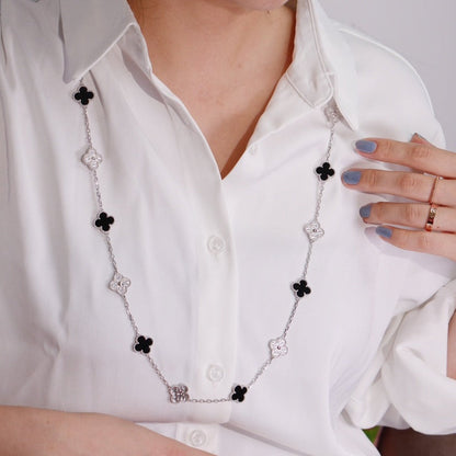 [Everoly JW]CLOVER 20 MOTIFS ONYX DIAMOND SILVER