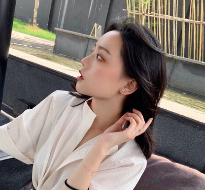 [Everoly JW]JEUX DE WHITE MOP PINK GOLD DIAMOND EARRINGS