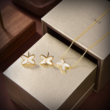 [Everoly JW]JEUX DE WHITE MOP GOLD DIAMOND EARRINGS