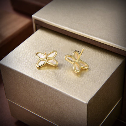 [Everoly JW]JEUX DE WHITE MOP GOLD DIAMOND EARRINGS