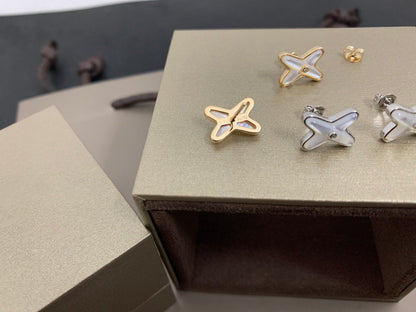 [Everoly JW]JEUX DE WHITE MOP SILVER DIAMOND EARRINGS