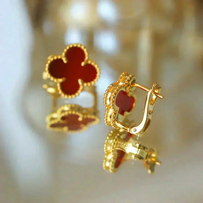 [Everoly JW]CLOVER MEDIUM 1 MOTIFS CARNELIAN  EARRINGS