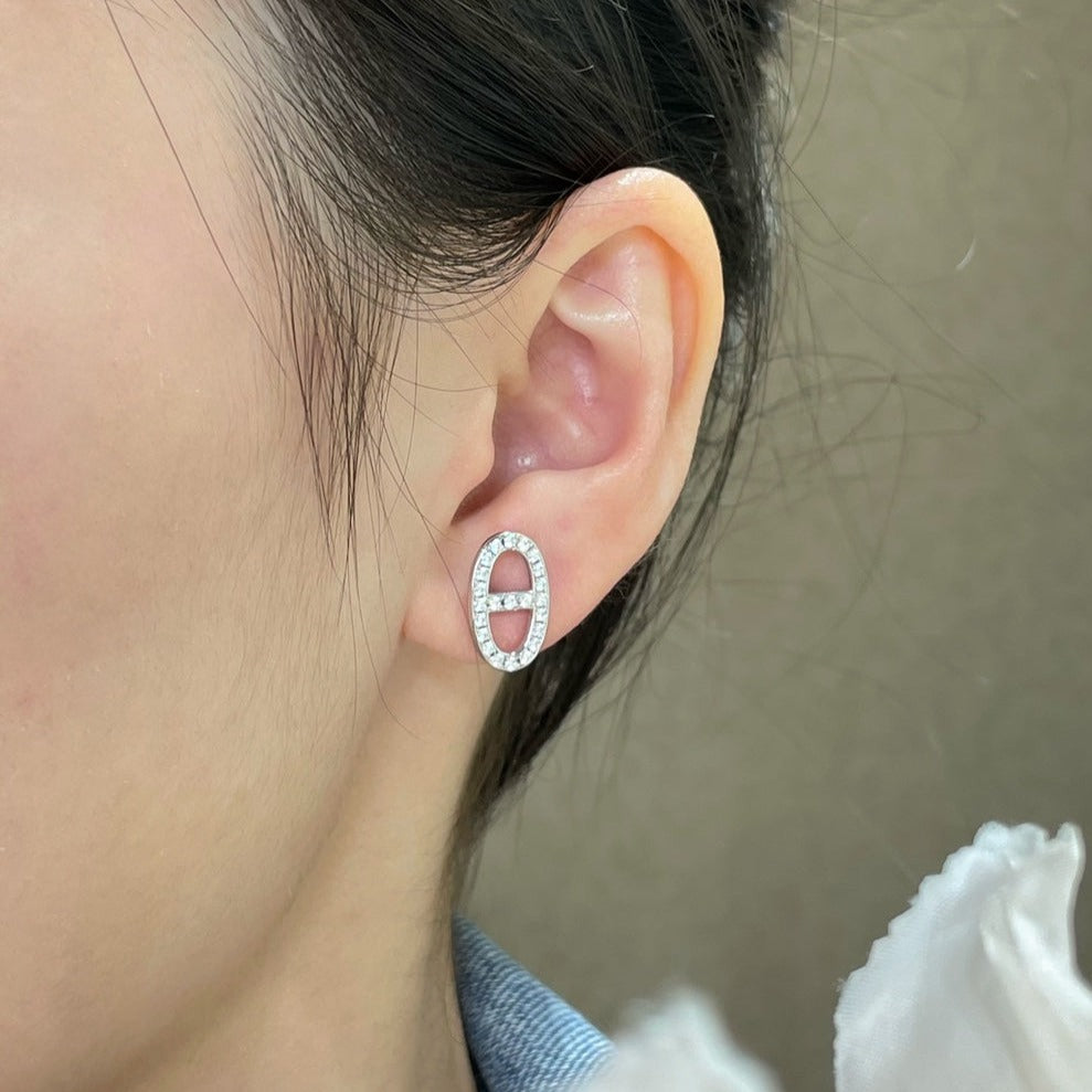 [Everoly JW]HM FULL DIAMOND PIG NOSE STUD EARRINGS