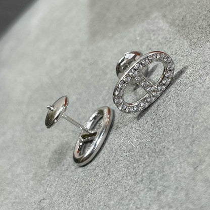 [Everoly JW]HM FULL DIAMOND PIG NOSE STUD EARRINGS