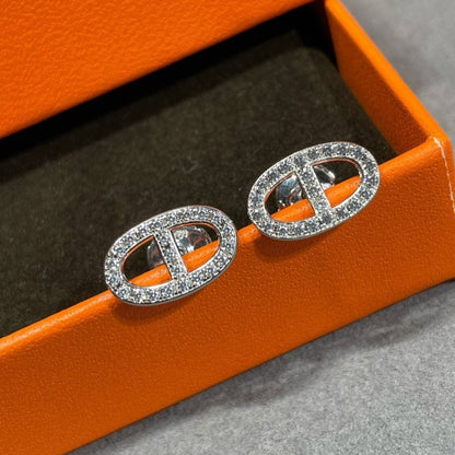 [Everoly JW]HM FULL DIAMOND PIG NOSE STUD EARRINGS