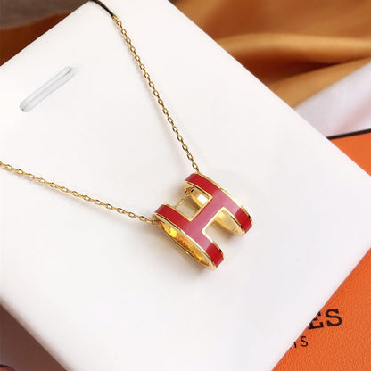 [Everoly JW]HM CLIC RED ENAMEL GOLD NECKLACE