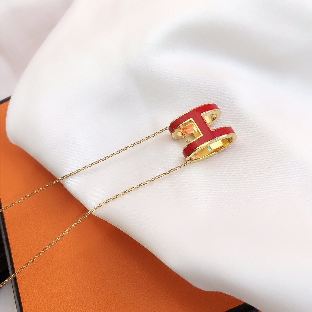[Everoly JW]HM CLIC RED ENAMEL GOLD NECKLACE