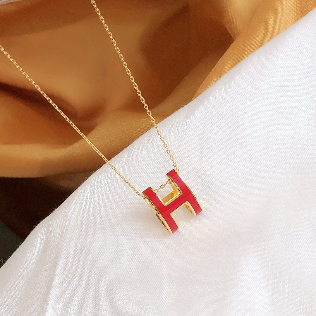 [Everoly JW]HM CLIC RED ENAMEL GOLD NECKLACE