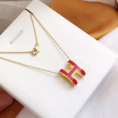 [Everoly JW]HM CLIC RED ENAMEL GOLD NECKLACE