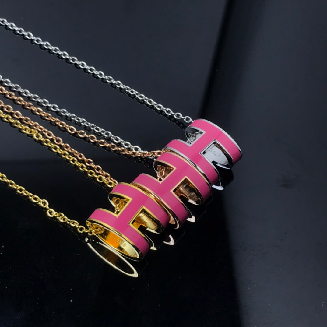 [Everoly JW]H NECKLACE PINK