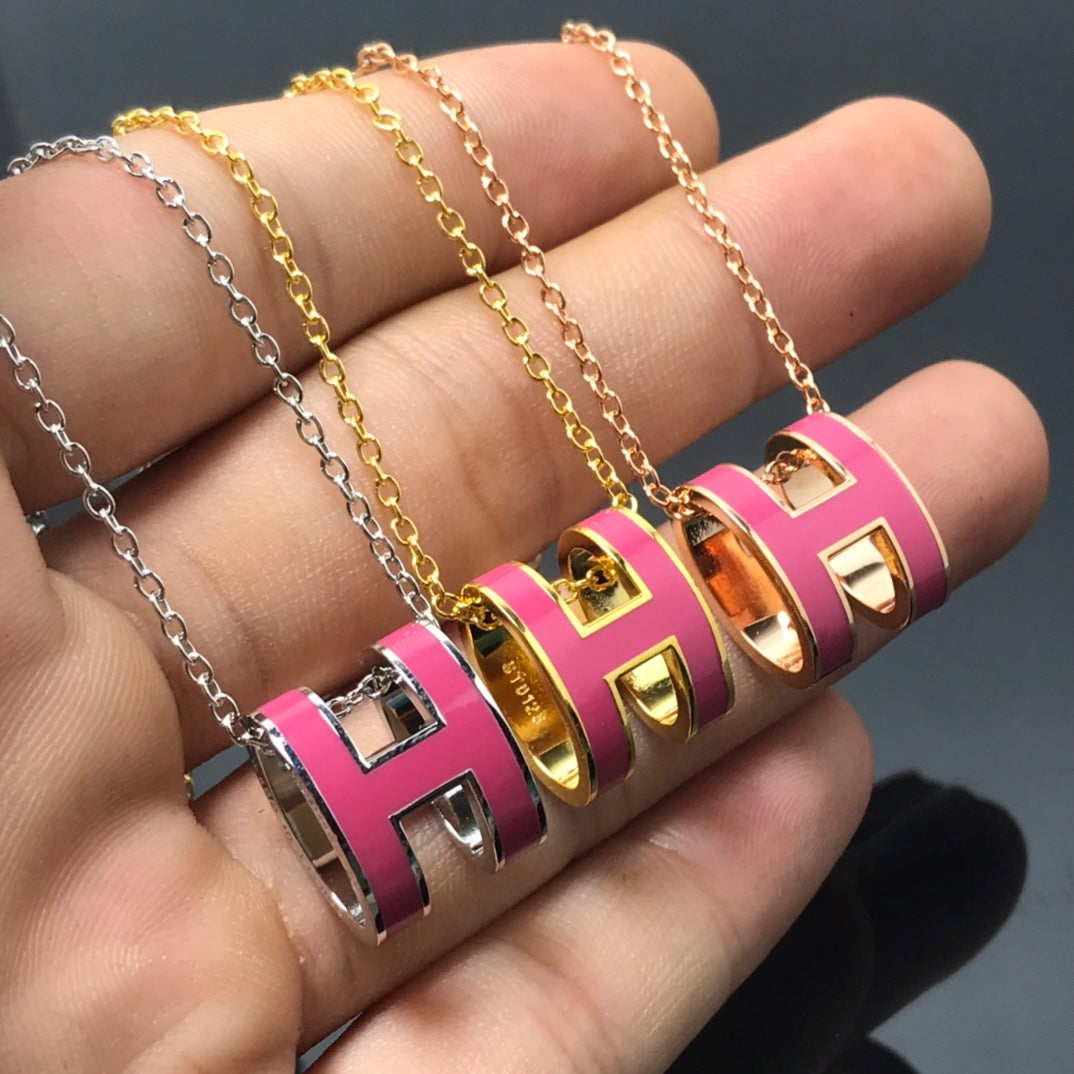 [Everoly JW]H NECKLACE PINK