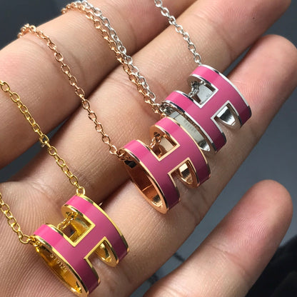 [Everoly JW]H NECKLACE PINK
