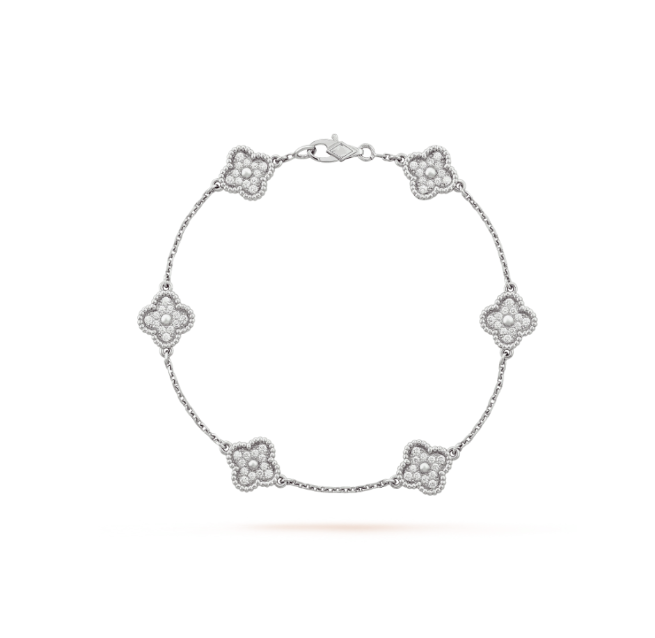 [Everoly JW]CLOVER 6 MOTIF SILVER DIAMOND BRACELET