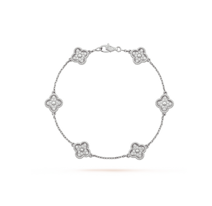 [Everoly JW]CLOVER 6 MOTIF SILVER DIAMOND BRACELET
