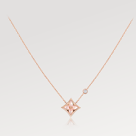 [Everoly JW]STAR PINK MOP 1 DIAMOND PINK GOLD NECKLACE