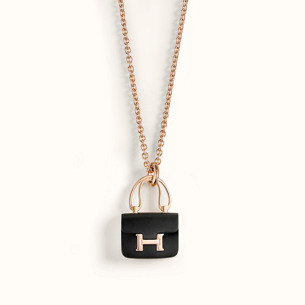 [Everoly JW]CONSTANCE BLACK PEDANT PINK GOLD NECKLACE