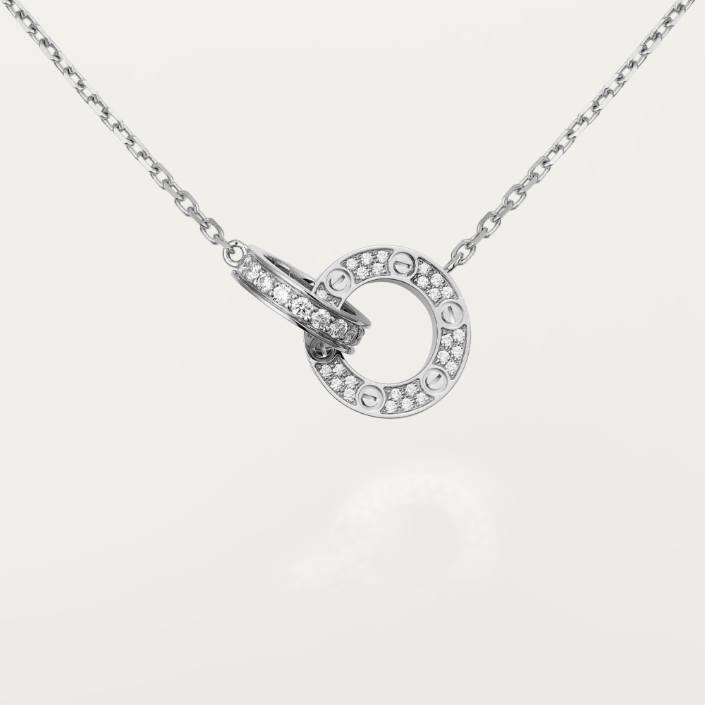 [Everoly JW]LOVE 7.6MM NECKLACE ROSE GOLD AND SILVER  FULL DIAMOND