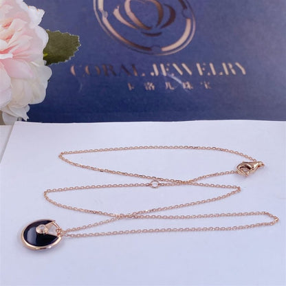 [Everoly JW]AMULETTE ROSE GOLD ONYX NECKLACE