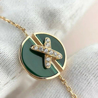 [Everoly JW]JEUX DE BRACELET MALACHITE PINK GOLD DIAMONDS