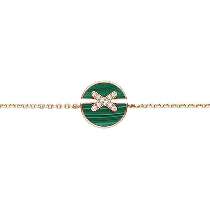 [Everoly JW]JEUX DE BRACELET MALACHITE PINK GOLD DIAMONDS