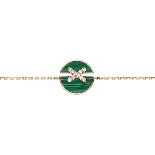 [Everoly JW]JEUX DE BRACELET MALACHITE PINK GOLD DIAMONDS