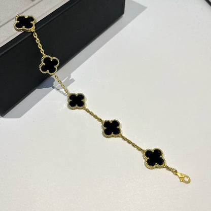 [Everoly JW]CLOVER  5 MOTIFS BLACK ONYX BRACELET