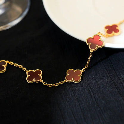 [Everoly JW]CLOVER 5 MOTIFS RED AGATE  BRACELET