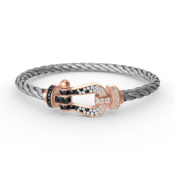 [Everoly JW]FORCE LARGE HORSESHOE BLACK WHITE DIAMOND BRACELET ROSE GOLD