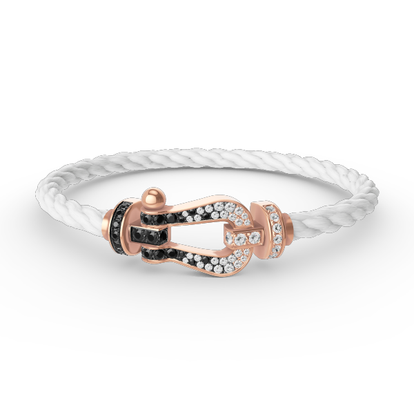 [Everoly JW]FORCE LARGE HORSESHOE BLACK WHITE DIAMOND BRACELET ROSE GOLD