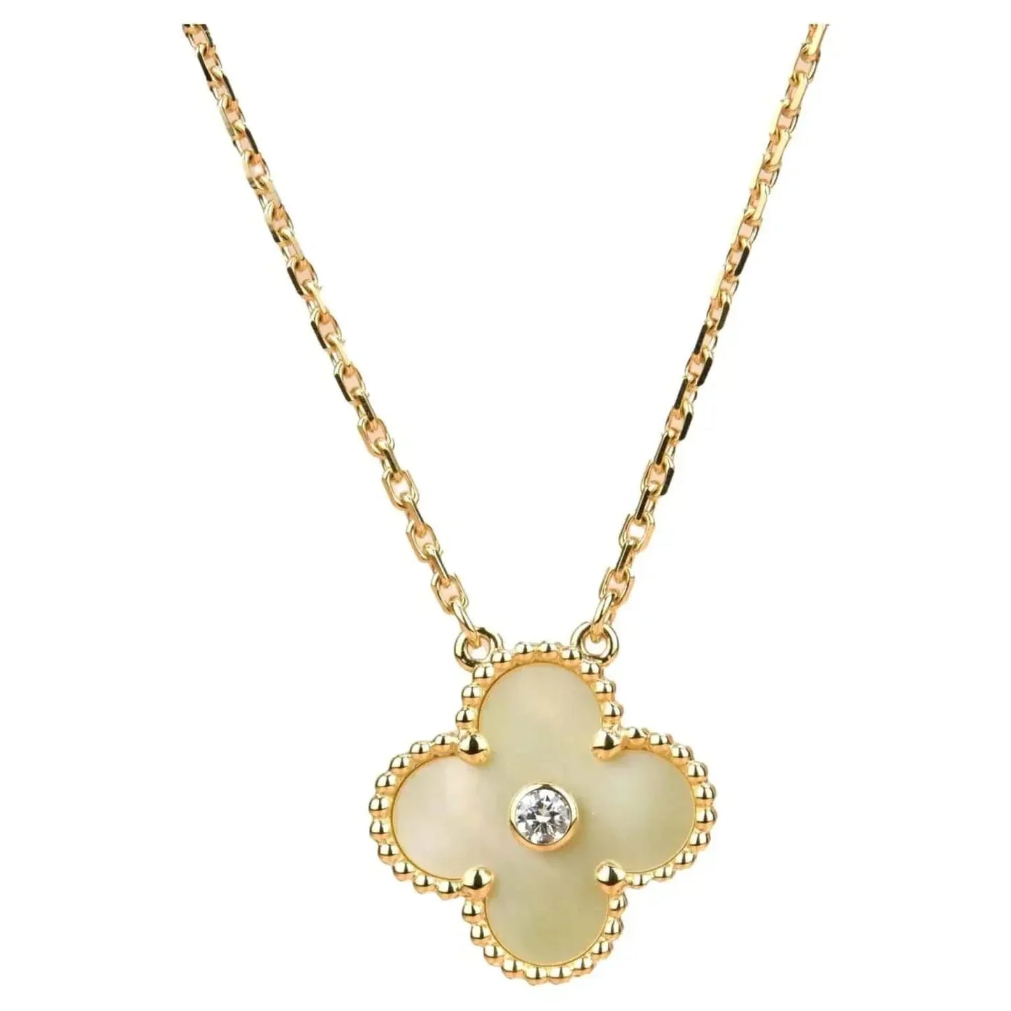 [Everoly JW]CLOVER 15MM DIAMOND GOLD MOTHER OF PEARL NECKLACE