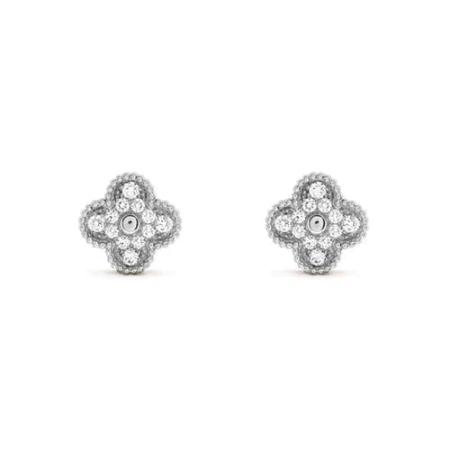 [Everoly JW]CLOVER 1 MOTIFS DIAMOND STUD EARRINGS SILVER
