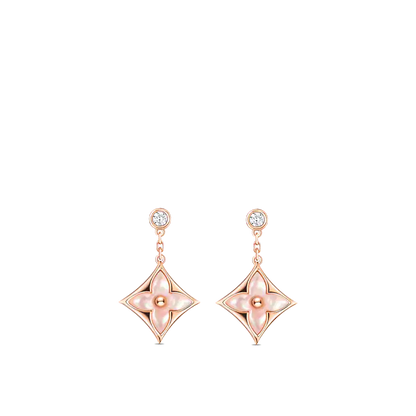 [Everoly JW]DOUBLE STAR PINK GOLD MOP DROP EARRINGS