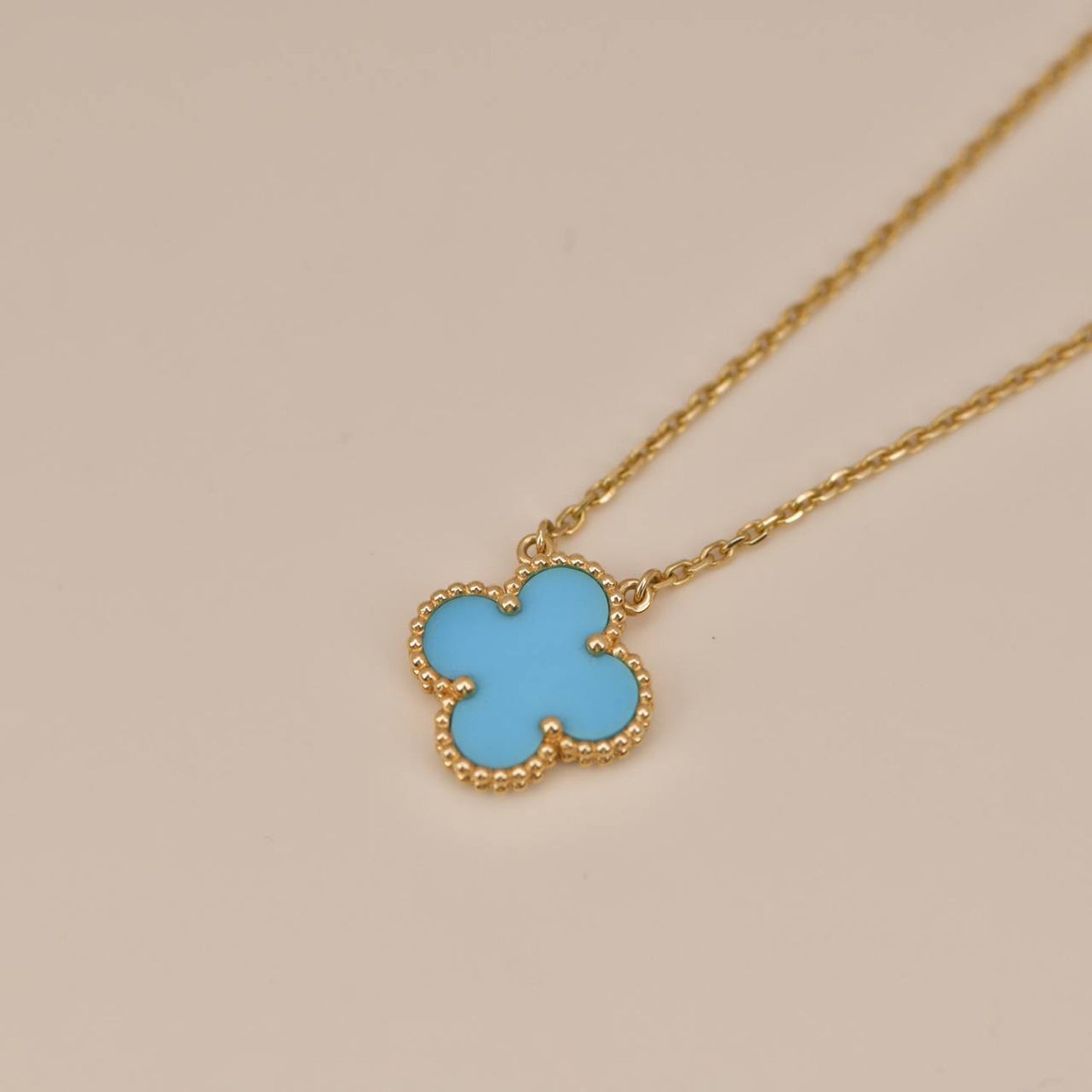 [Everoly JW]CLOVER 15MM VINTAGE TURQUOISE NECKLACE