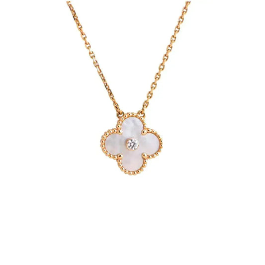 [Everoly JW]CLOVER 15MM DIAMOND WHITE FRITILLARIA NECKLACE