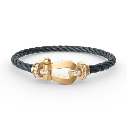 [Everoly JW]FORCE LARGE HORSESHOE HALF DIAMOND BRACELET GOLD
