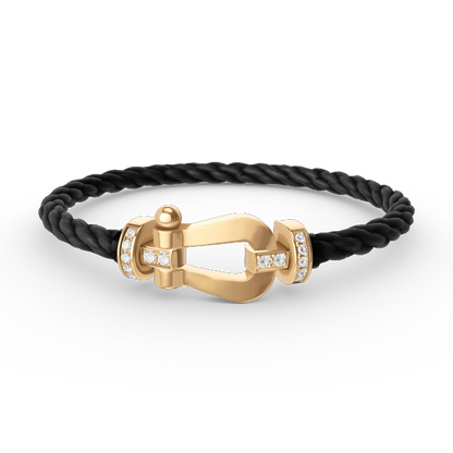 [Everoly JW]FORCE LARGE HORSESHOE HALF DIAMOND BRACELET GOLD