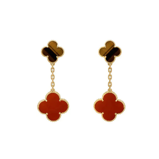[Everoly JW]CLOVER  2 MOTIF  TIGER EYE CARNELIAN EARRINGS