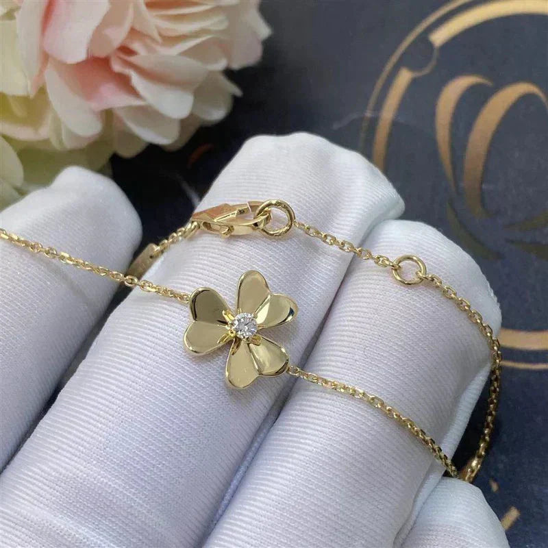 [Everoly JW]FRIVOLE GOLD FLOWER PINK MALACHITE BRACELET