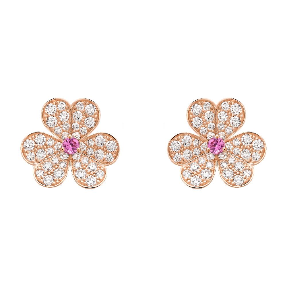 [Everoly JW]FRIVOLE PINK GOLD FLOWER DIAMOND EARRINGS