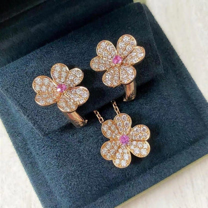 [Everoly JW]FRIVOLE PINK GOLD FLOWER DIAMOND EARRINGS
