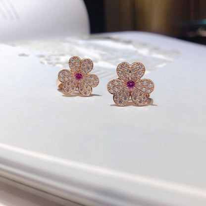 [Everoly JW]FRIVOLE PINK GOLD FLOWER DIAMOND EARRINGS
