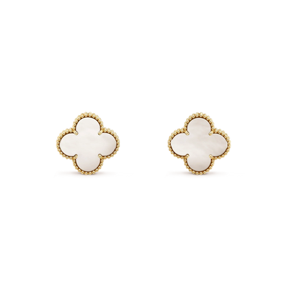 [Everoly JW]CLOVER MEDIUM 1 MOTIFS  WHITE MOP STUD EARRINGS