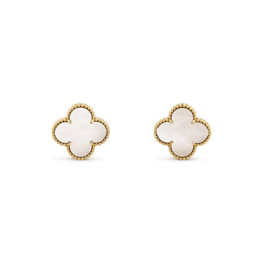 [Everoly JW]CLOVER MEDIUM 1 MOTIFS  WHITE MOP STUD EARRINGS