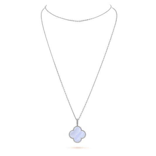 [Everoly JW]CLOVER SILVER CHALCEDONY BIG CLOVER NECKLACE