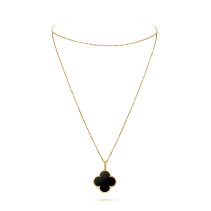 [Everoly JW]CLOVER 25MM GOLD ONYX BIG CLOVER NECKLACE